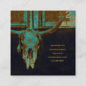 Western Blauwgroen bruin goud Roestend  Bull Skull Vierkante Visitekaartje (Achterkant)