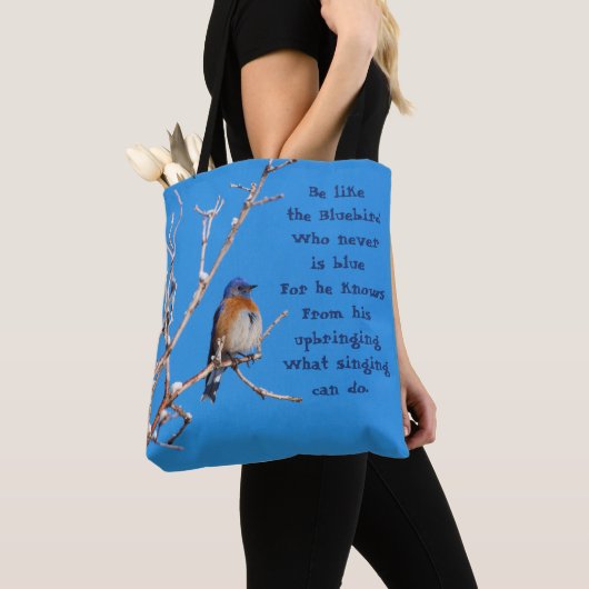 Western blauwvogel-citaat tote bag (Dichtbij)