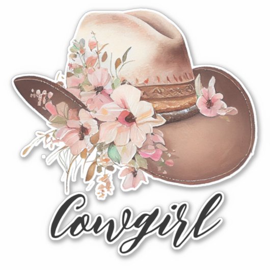 Western Bloemen Cowgirl Pet Sticker (Voorkant)