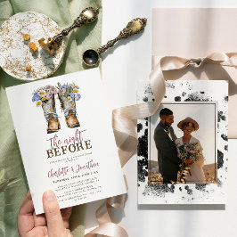 Western Bloemen Laarzen Rustiek Repetitie Diner Kaart