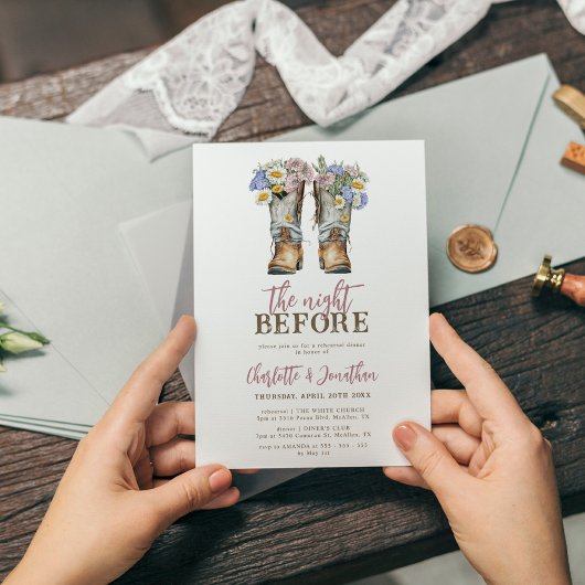 Western Bloemen Laarzen Rustiek Repetitie Diner Kaart