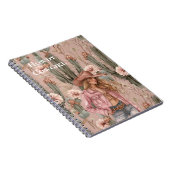 Western Blond Cowgirl Roze Cactus Bloemen Notitieboek (Rechterzijde)