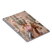 Western Blond Cowgirl Roze Cactus Bloemen Notitieboek (Rechterzijde)