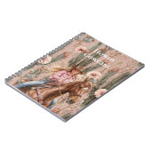 Western Blond Cowgirl Roze Cactus Bloemen Notitieboek (Linkerzijde)