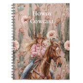 Western Blond Cowgirl Roze Cactus Bloemen Notitieboek (Voorkant)