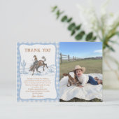 Western Blue Boys Rodeo Cowboy Bedankkaart (Staand voorkant)