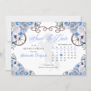 Western Blue Charro Quinceañera Save The Date Kaart