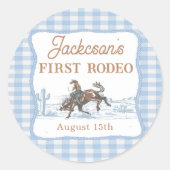 Western Blue Cowboy Rodeo Birthday Sticker (Voorkant)