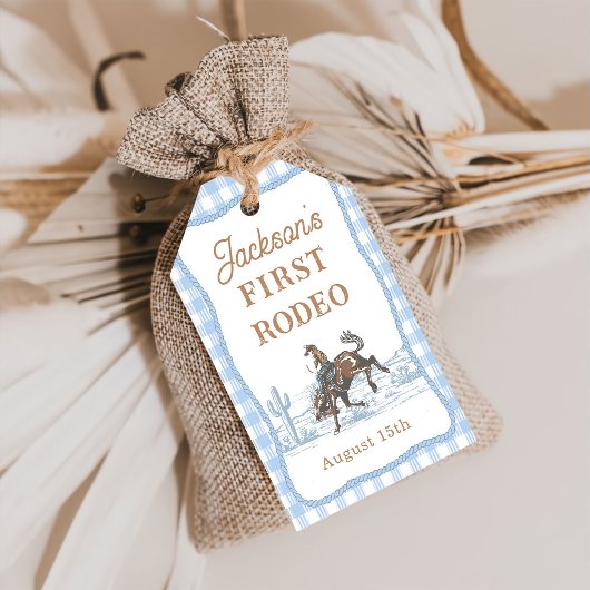 Western Blue Rodeo Cowboy Gift Tag Cadeaulabel