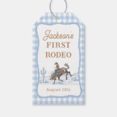 Western Blue Rodeo Cowboy Gift Tag Cadeaulabel (Voorkant)