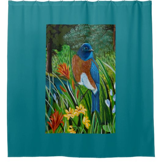 Western Bluebird Shower Curtain Douchegordijn (Voorkant)