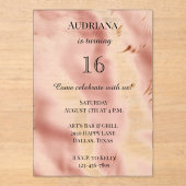 Western Blush Pink Faux Cowhide Birthday Acryl Uitnodigingen (Voorkant)