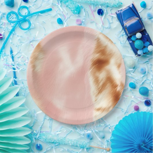 Western Blush Roze Bruin Koeienhuid Papieren Bordje (Feest)