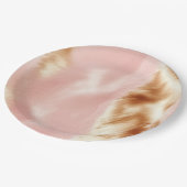 Western Blush Roze Bruin Koeienhuid Papieren Bordje (Gekanteld)
