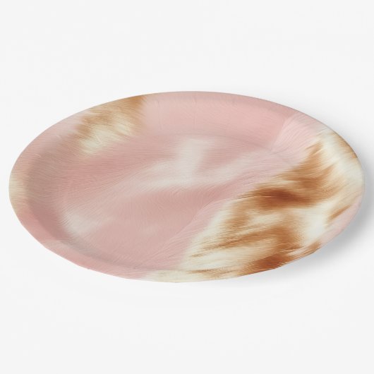 Western Blush Roze Bruin Koeienhuid Papieren Bordje (Gekanteld)