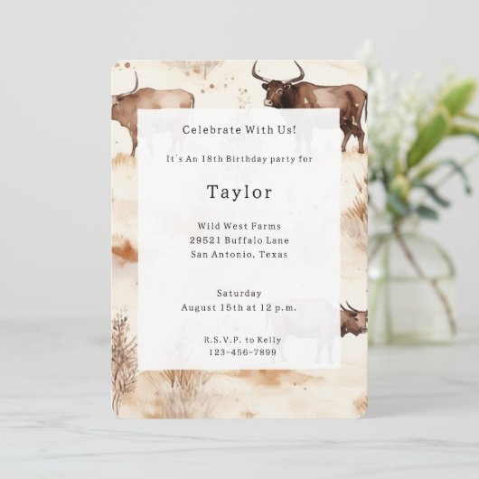 Western Boerderij Animal Highland Koe Verjaardag Kaart (Staand voorkant)