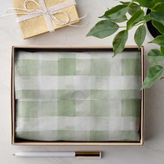 Western Boerderij Green Cream Plaid Stripes Kerst Tissuepapier (Geschenk)