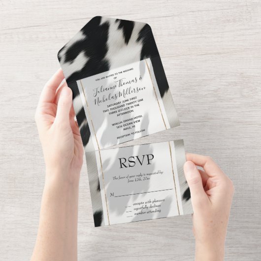 Western Boerderij Koeienhuid All In One Uitnodiging (Afscheurbaar)