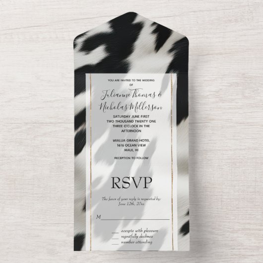 Western Boerderij Koeienhuid All In One Uitnodiging (Binnen)