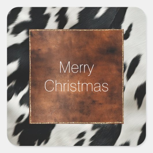 Western Boerderij Koeienhuid Vierkante Sticker (Voorkant)