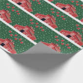 Western Boerderij Ranch Red Barn Holiday Cadeaupapier (Hoek)