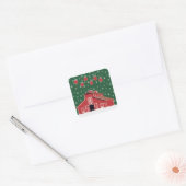 Western Boerderij Ranch Red Barn Holiday Vierkante Sticker (Envelop)
