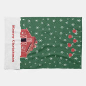Western Boerderij Ranch Red Barn Kerstmis Theedoek (Horizontaal)