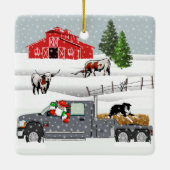 Western Boerderij Ranch Santa Cattle and Dog Keramisch Ornament (Achterkant)