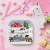 Western Boerderij Ranch Santa Cattle and Dog Papieren Bordje (Feest)