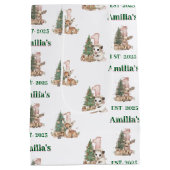 Western Boho Baby Girl First Christmas  Medium Cadeauzakje (Achterkant)