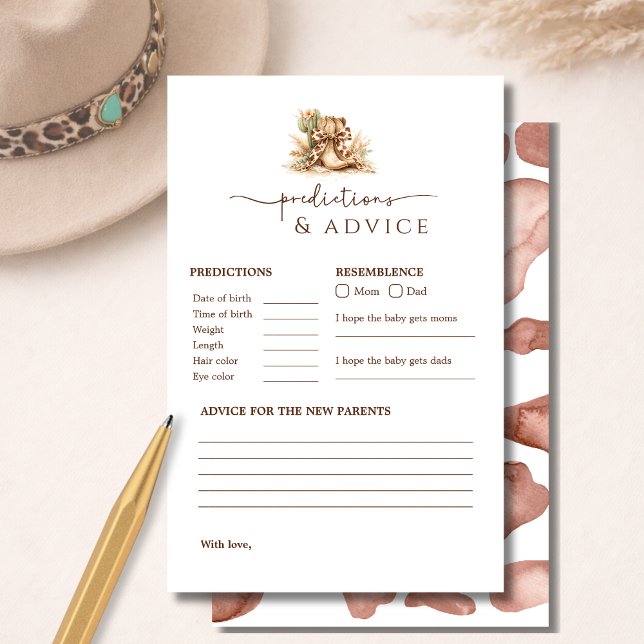 Western Boho Baby Shower Predictions & Advice Game (Creator heeft geüpload)