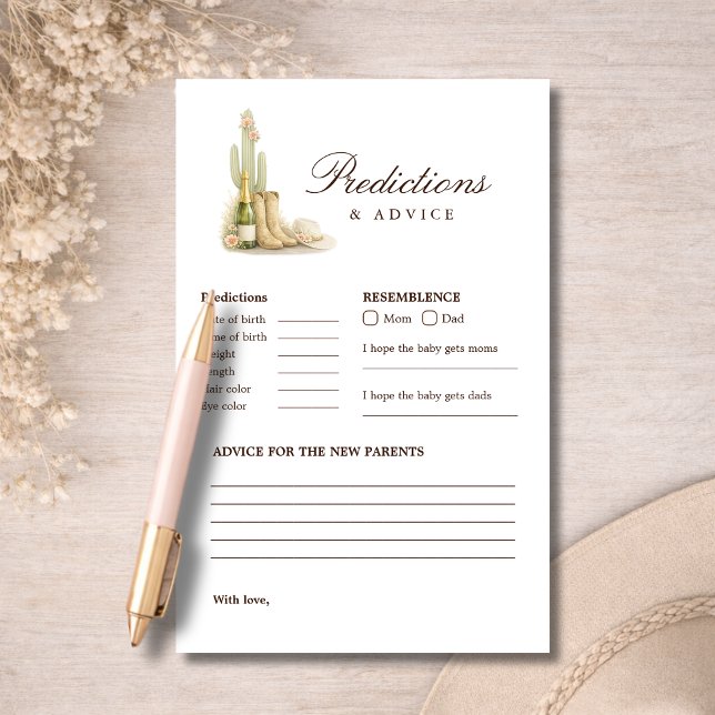 Western Boho Baby Shower Predictions & Advice Game (Creator heeft geüpload)
