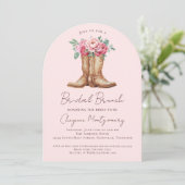 Western Boho Bridal Brunch Blush Pink Floral Kaart (Staand voorkant)