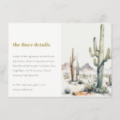 Western Boho Cacti Desert Landschap Trouwdetail Informatiekaartje (Voorkant)