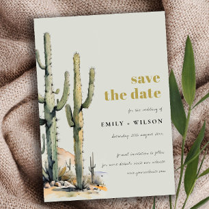 Western Boho Cacti woestijn Sage Groen Landschap Save The Date