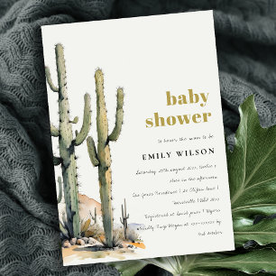 Western Boho Cactus Desert Landscape Baby shower Kaart