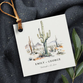 Western Boho Cactus Desert Landscape Bruiloft Bedankjes Labels