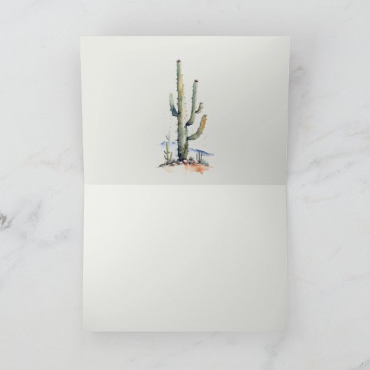 Western Boho Cactus Desert Landscape Bruiloft Bedankkaart (Binnen)