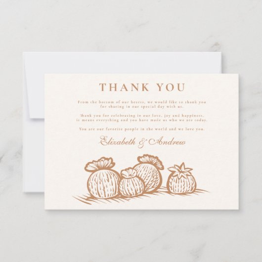 Western Boho Cactus Desert Landscape Bruiloft Bedankkaart (Voorkant)