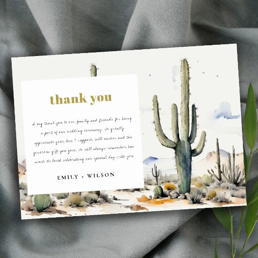 Western Boho Cactus Desert Landscape Bruiloft Bedankkaart