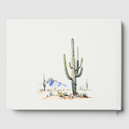 Western Boho Cactus Desert Landscape Bruiloft Gastenboek (Achterkant)