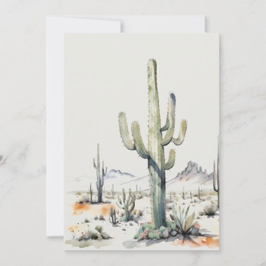 Western Boho Cactus Desert Landscape Bruiloft Kaart (Achterkant)