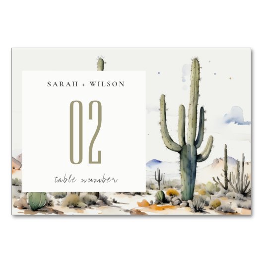 Western Boho Cactus Desert Landscape Bruiloft Kaart (Voorkant)