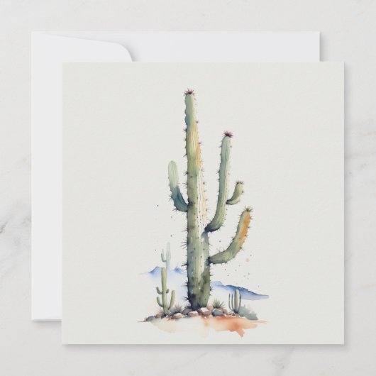 Western Boho Cactus Desert Landscape Bruiloft Kaart (Achterkant)