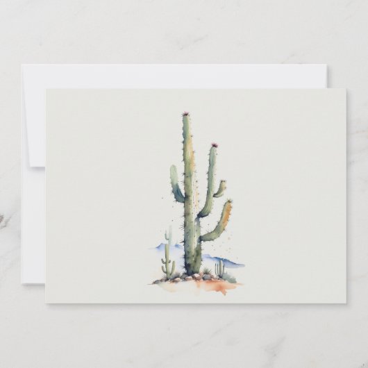 Western Boho Cactus Desert Landscape Bruiloft Kaart (Achterkant)