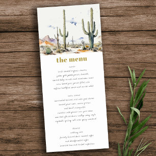 Western Boho Cactus Desert Landscape Bruiloft Menu Kaart
