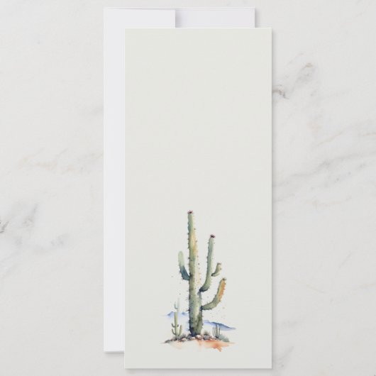 Western Boho Cactus Desert Landscape Bruiloft Menu Kaart (Achterkant)