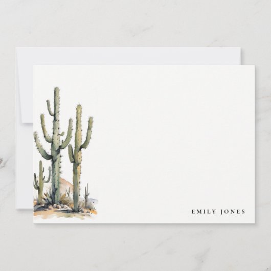 Western Boho Cactus Desert Landscape Bruiloft Notitiekaartje (Voorkant)