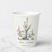 Western Boho Cactus Desert Landscape Bruiloft Papieren Bekers (Achterkant)