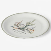 Western Boho Cactus Desert Landscape Bruiloft Papieren Bordje (Gekanteld)